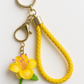 Yellow Braided Faux Leather Keychain