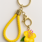 Yellow Braided Faux Leather Keychain