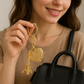 Golden Eiffel Tower & Heart Charm Premium Keychain