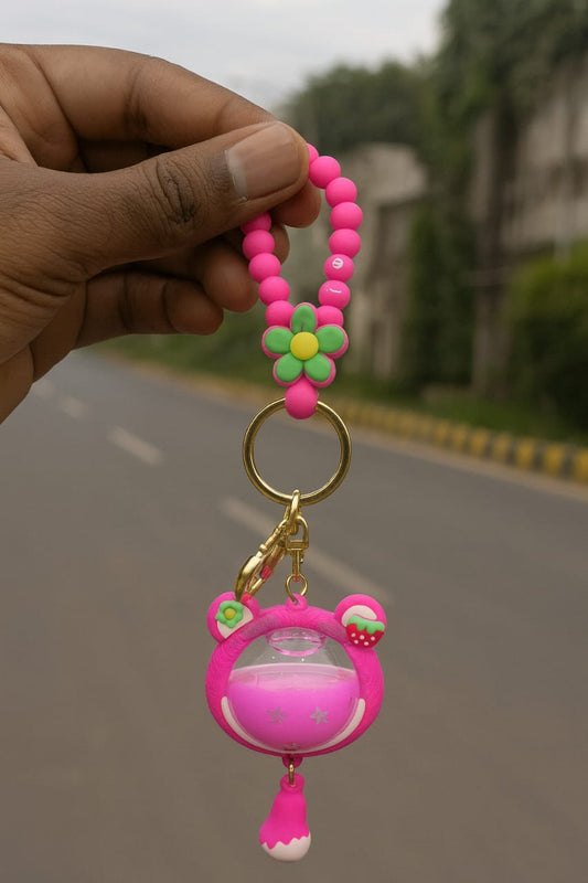 Pink Strawberry Bear Keychain