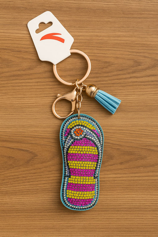Colorful Rhinestone Flip-Flop Keychain