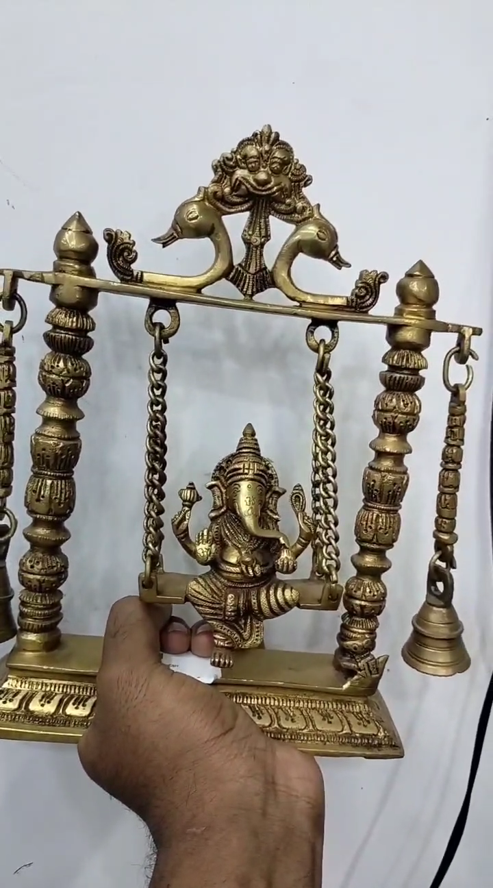 Brass Ganesh Ji on Jhoola (Swing) Idol